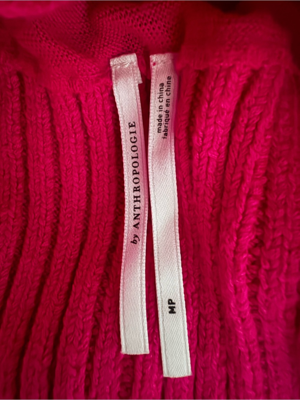 Anthropologie Fuchsia Long-Sleeve Ribbed Knit Mini Dress - Picture 3 of 6